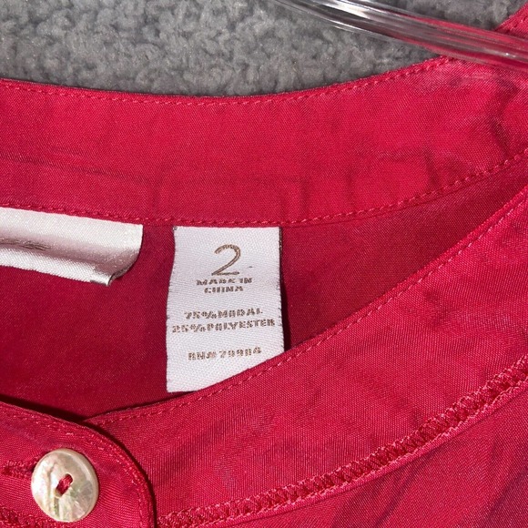 Chico's Button Up Womens 2 Red Solid Long Sleeve Pockets High Low Casual Adult - Picture 5 of 15